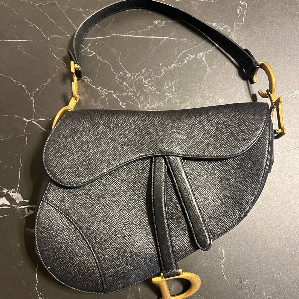 CHRISTIAN DIOR Black Saddle Bag Medium